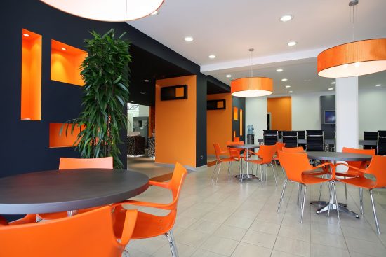 orange and black painted office